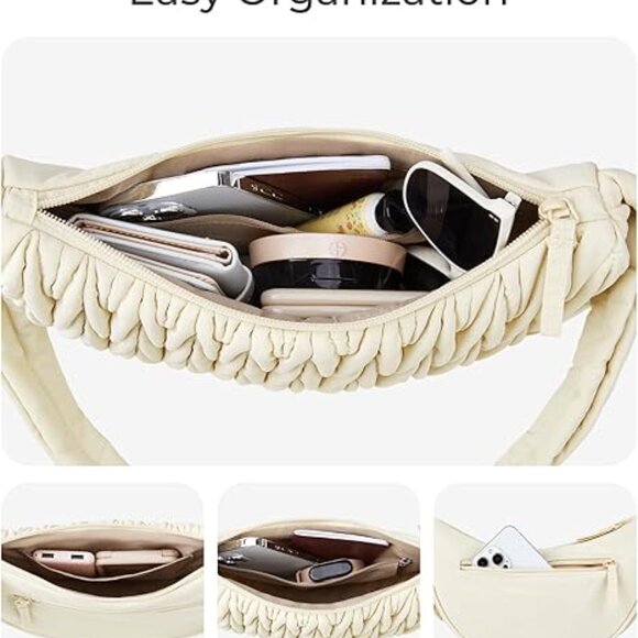 Beige Crescent Hobo Bag - Picture 4 of 4